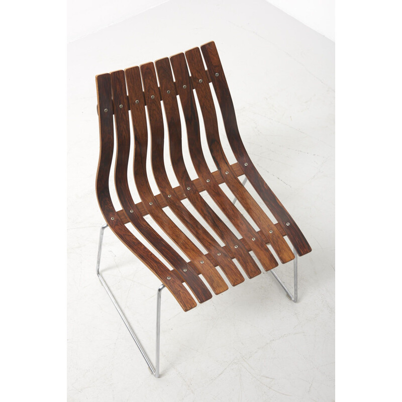 Pair of vintage slatted chairs by Hans Brattrud for Hove Mobler, Norway 1960