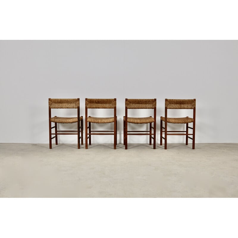 Set of 4 vintage chairs by Charlotte Perriand & Dordogne for Sentou 1950