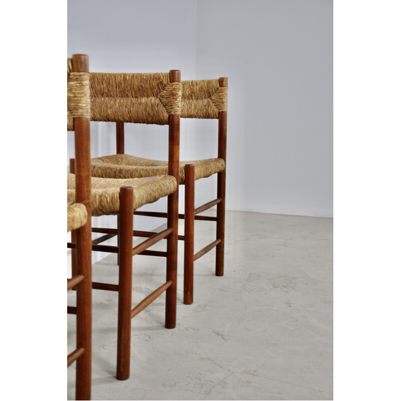 Set of 4 vintage chairs by Charlotte Perriand & Dordogne for Sentou 1950