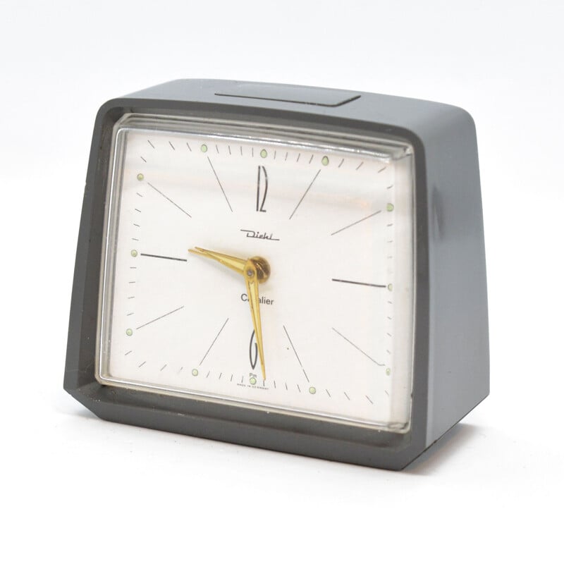 Vintage modernist mechanical alarm clock by Diehl Cavalier, Germany 1970