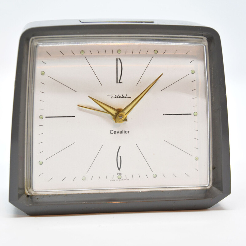 Vintage modernist mechanical alarm clock by Diehl Cavalier, Germany 1970