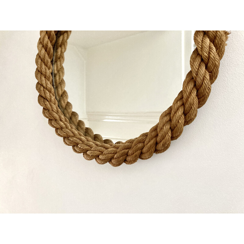 Vintage rope mirror by Audoux & Minet, France 1950