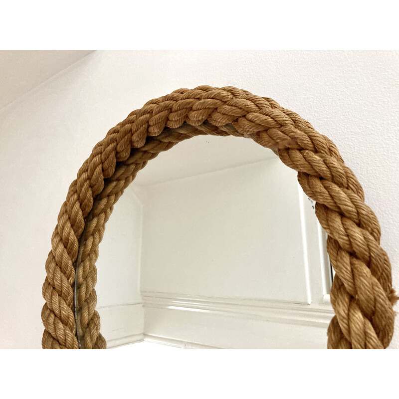 Vintage rope mirror by Audoux & Minet, France 1950