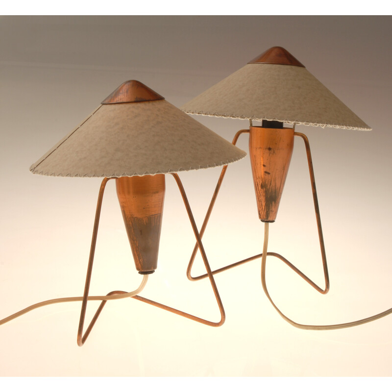 Pair of mid-century Okolo table lamps in parchment, Helena FRANTOVÁ - 1950s