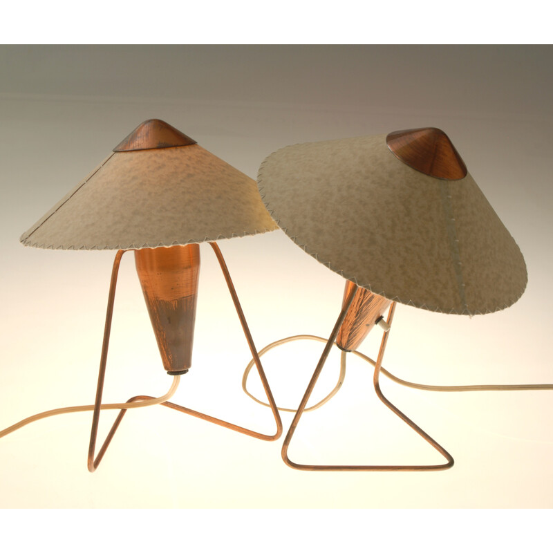 Pair of mid-century Okolo table lamps in parchment, Helena FRANTOVÁ - 1950s
