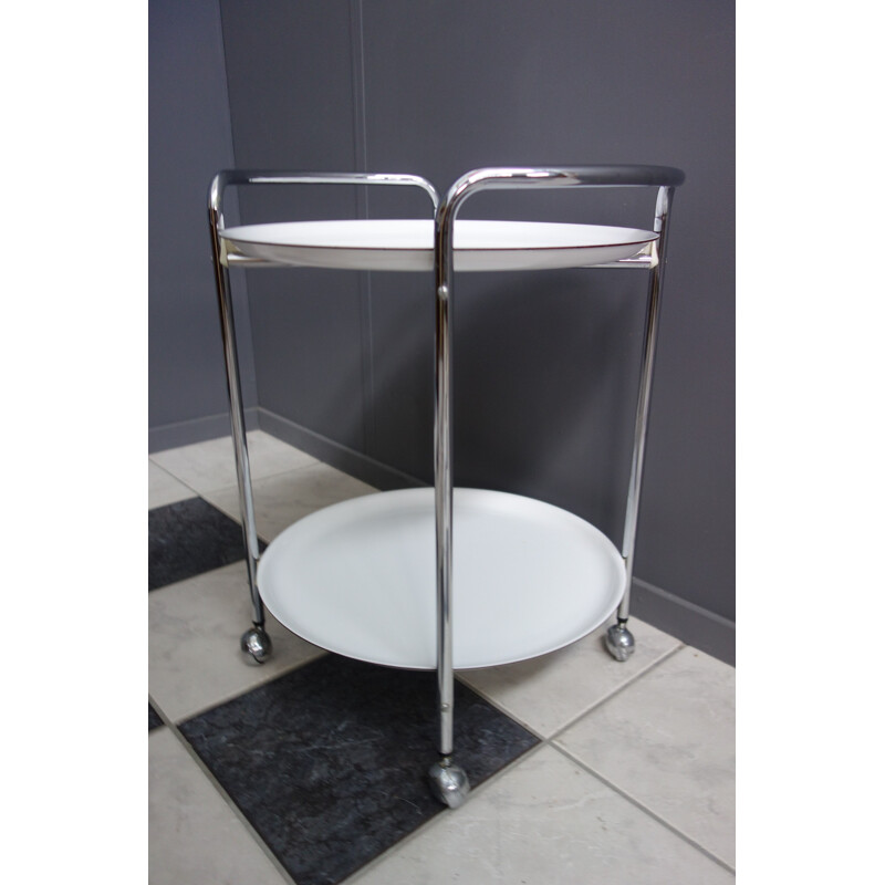 Vintage White an Chrome serving trolley by PK 1970s