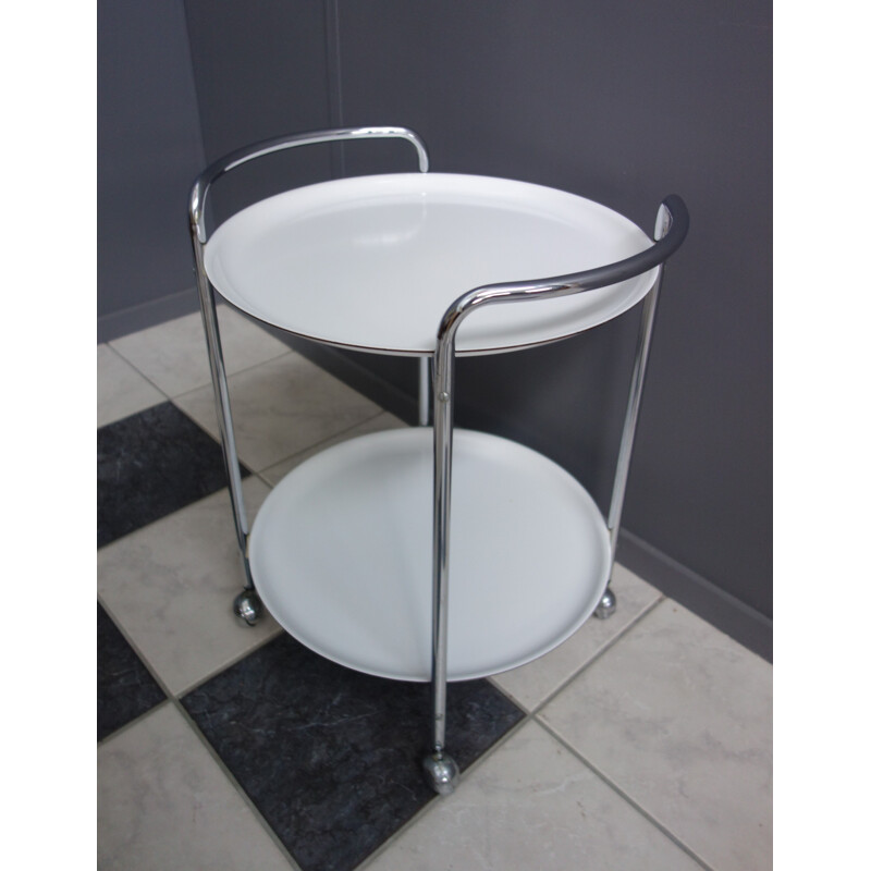 Vintage White an Chrome serving trolley by PK 1970s