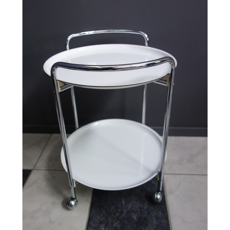 Vintage White an Chrome serving trolley by PK 1970s