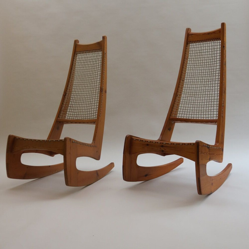 Vintage Jeremy Broun Pine Sculptural Rocking Chair 1970s