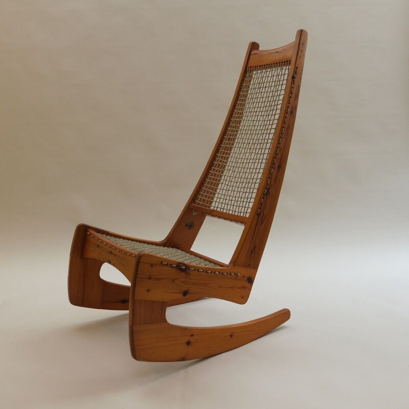 Vintage Jeremy Broun Pine Sculptural Rocking Chair 1970s