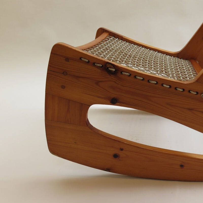 Vintage Jeremy Broun Pine Sculptural Rocking Chair 1970s