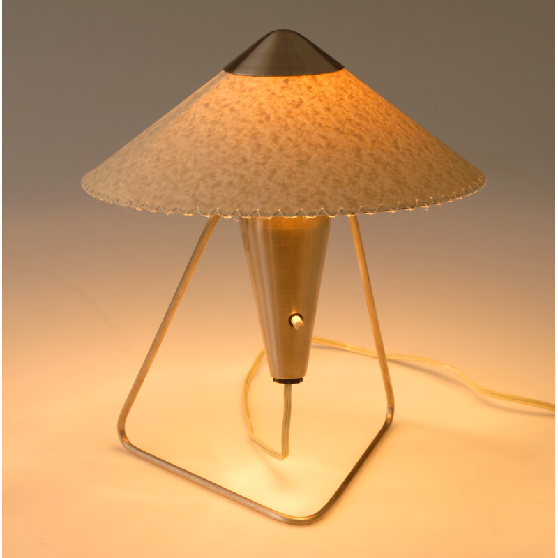 Pair of mid-century Okolo table lamps in parchment and nickel, Helena FRANTOVÁ - 1950s