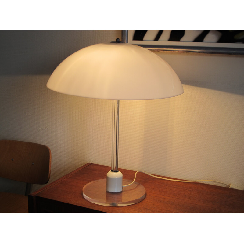 Lampe Harco Loor blanche en lucite et acier - 1970