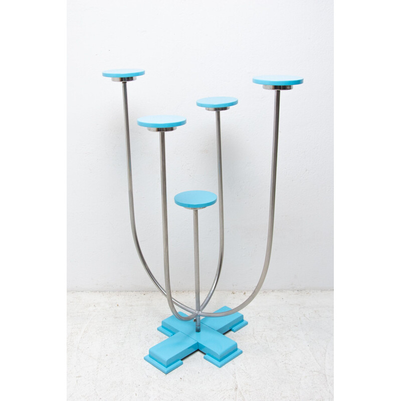 Vintage tubular steel flower holder Bauhaus, Czechoslovakia 1930