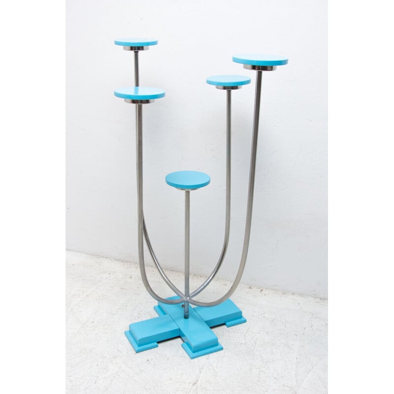 Vintage tubular steel flower holder Bauhaus, Czechoslovakia 1930