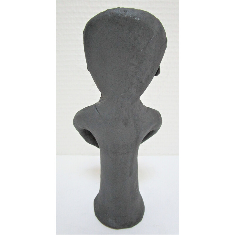 Vintage clay figurine of pregnant woman traditional Ethiopian art 1980s