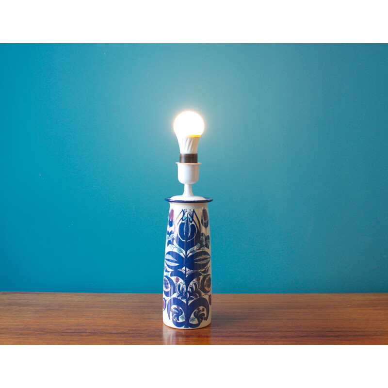 Danish Aluminia table lamp in white and blue ceramic, Berte JESSEN - 1960s