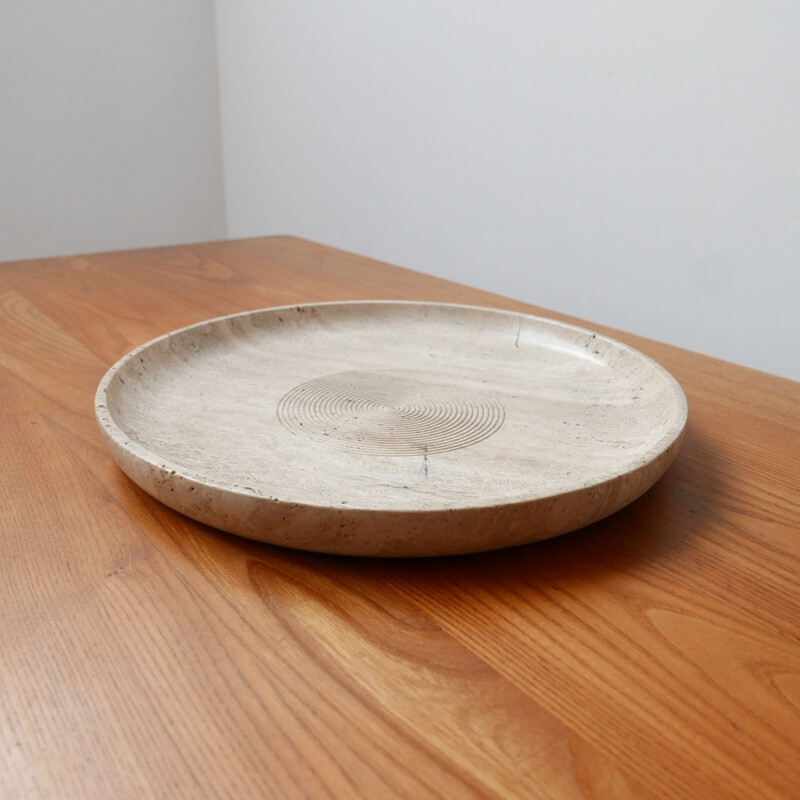 Vintage Travertine Bowl in manner of Giusti and Di Rosa for Up & Up, Italian 1970s