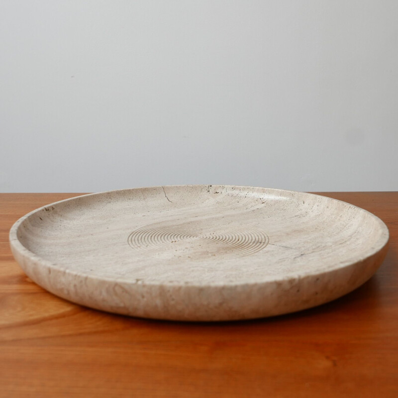 Vintage Travertine Bowl in manner of Giusti and Di Rosa for Up & Up, Italian 1970s