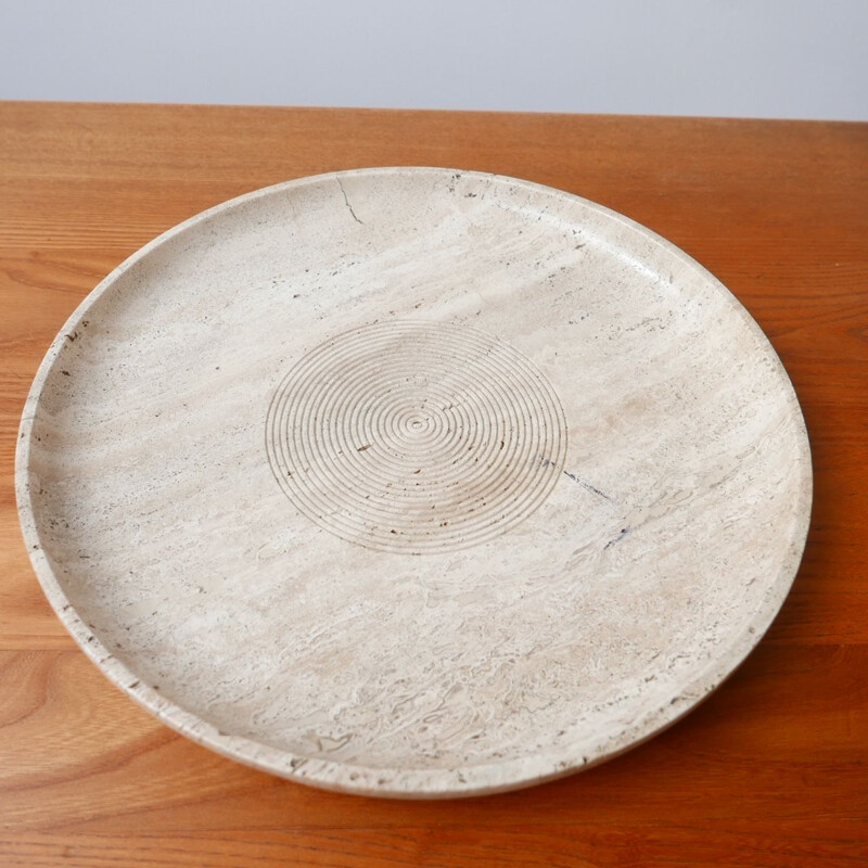 Vintage Travertine Bowl in manner of Giusti and Di Rosa for Up & Up, Italian 1970s