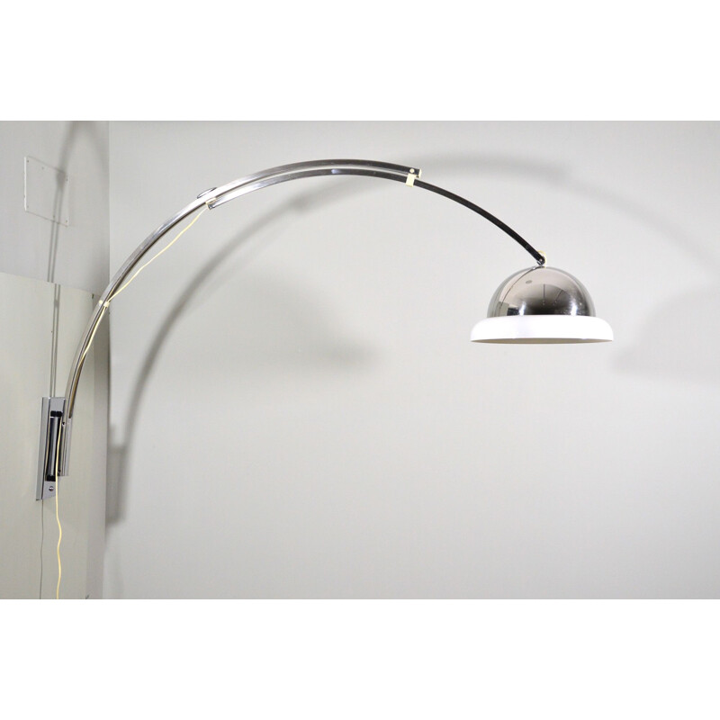 Vintage chrome-plated metal and plexiglas arc wall lamp by Goffredo Reggiani, Italy 1960