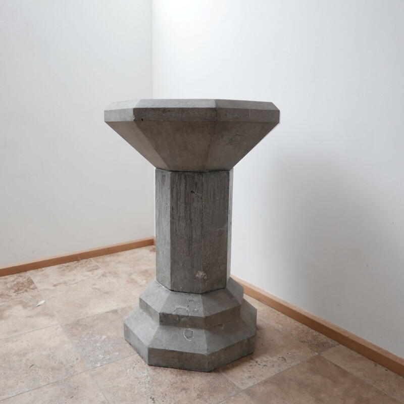 Vintage bluestone ornamental column, Belgium 1890