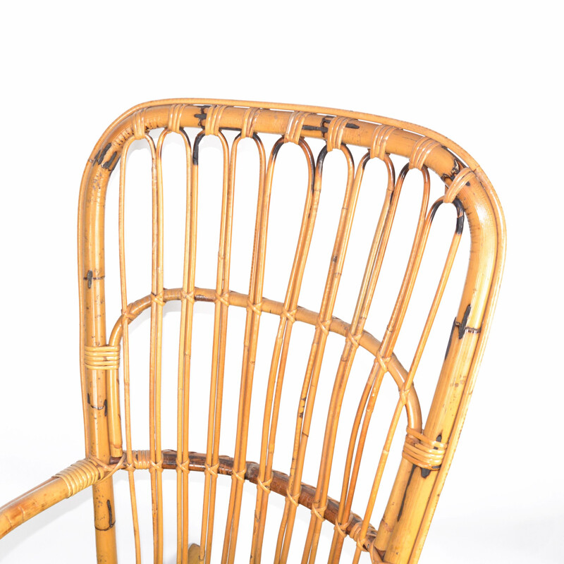 Vintage rattan rocking chair, Denmark 1970