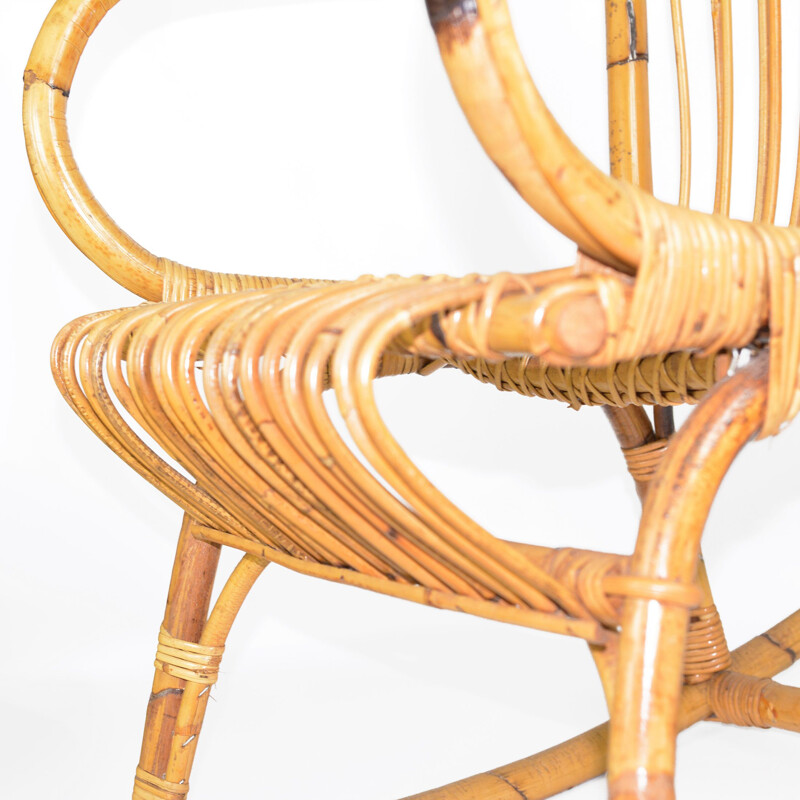 Vintage rattan rocking chair, Denmark 1970