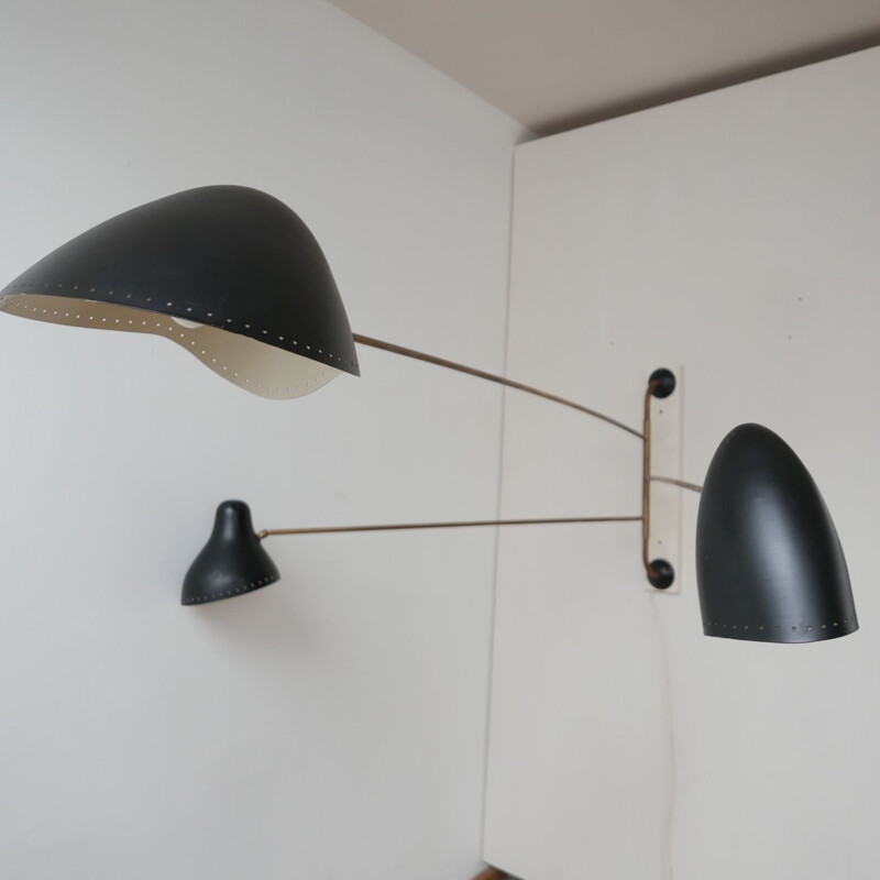 Large vintage wall lamp with swivel arm by Serge Mouille, France