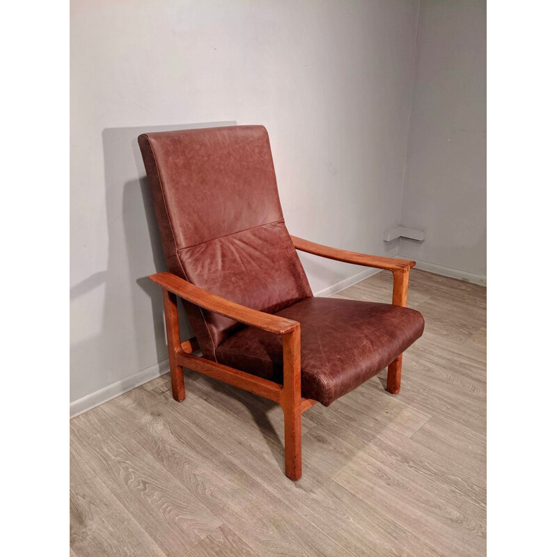 Vintage Club armchair in leather and teak by Bröderna Andersson 1960