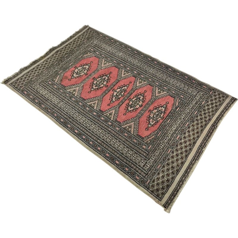 Vintage Natural Vinca wool rug, handmade, Pakistani 1950