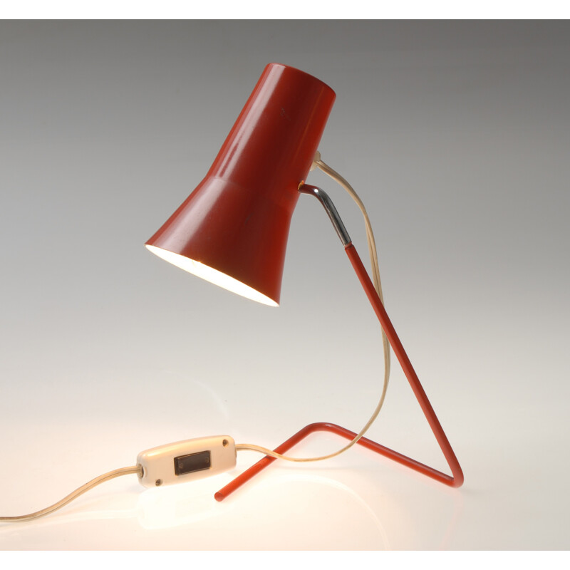 Czech Drupol table lamp in red metal, Josef HURKA - 1950s