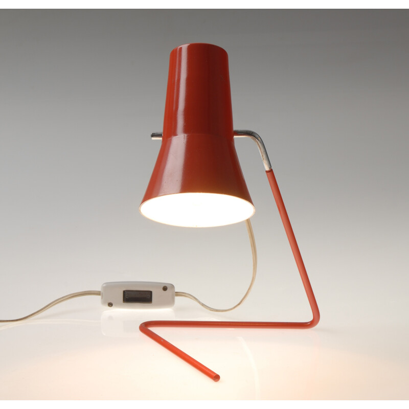 Lampe de table tchèque Drupol en métal rouge, Josef HURKA - 1950