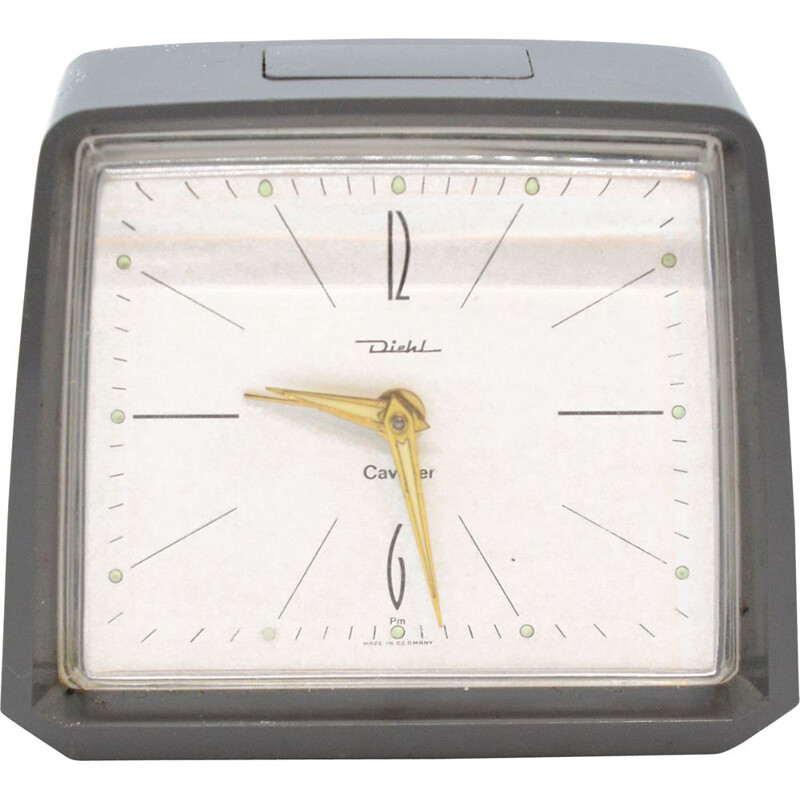 Vintage modernist mechanical alarm clock by Diehl Cavalier, Germany 1970