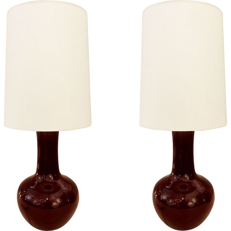 Paire de lampes vintage de Pol Chambost 1979