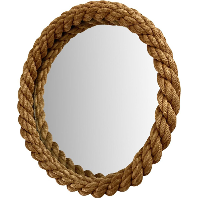 Vintage rope mirror by Audoux & Minet, France 1950