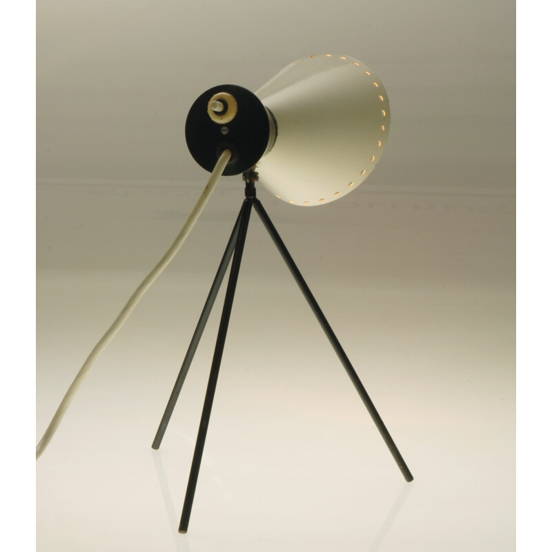 Mid-century Napoko table lamp in white and black metal, Josef HURKA - 1960s