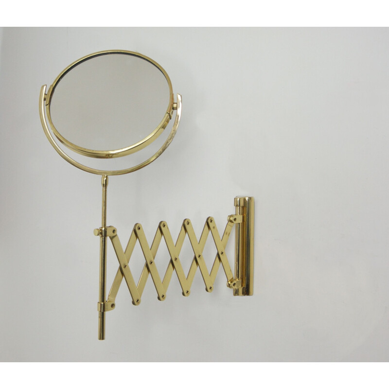 Specchio a forbice in ottone vintage