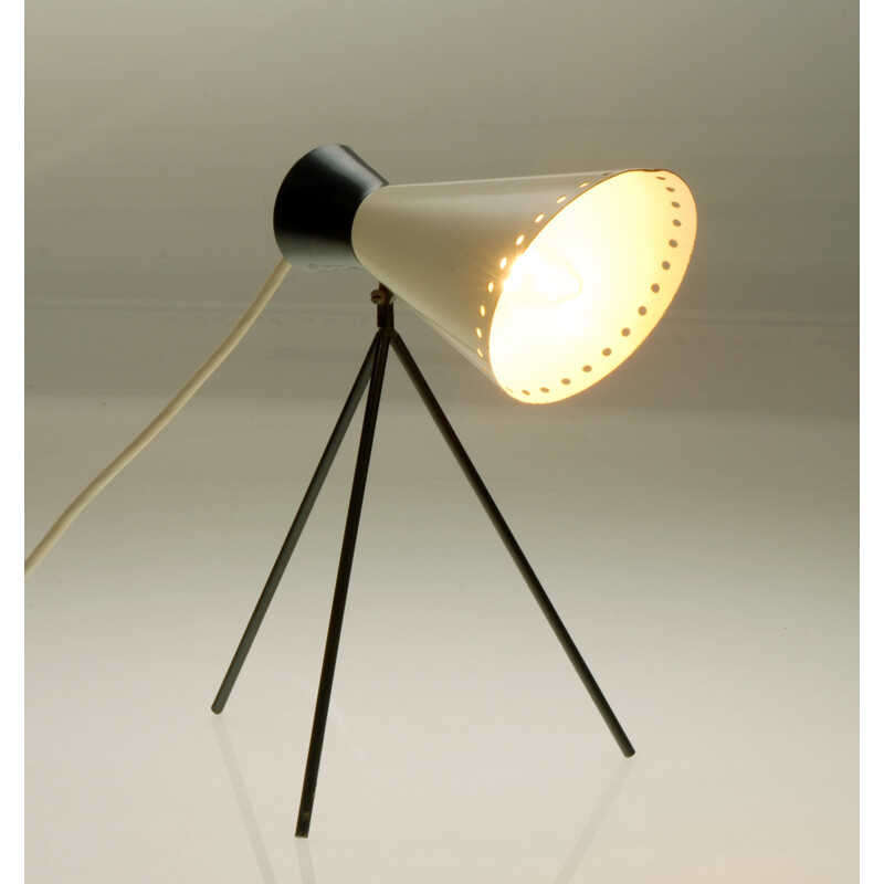 Mid-century Napoko table lamp in white and black metal, Josef HURKA - 1960s