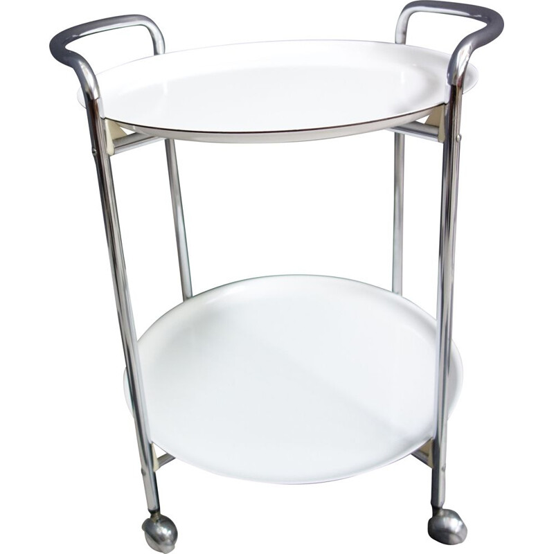 Vintage White an Chrome serving trolley by PK 1970s