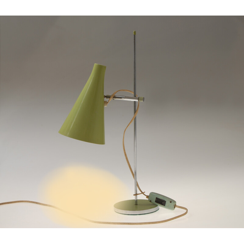 Lampe de table verte olive Lidokov en métal, Josef HURKA - 1960