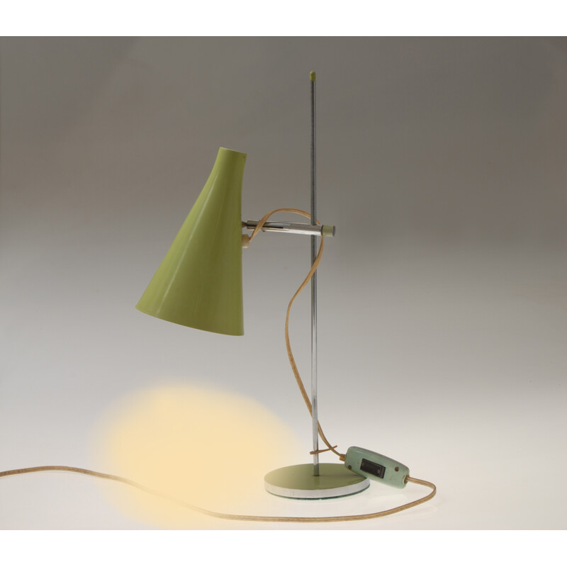 Olive green Lidokov table lamp in metal, Josef HURKA - 1960s