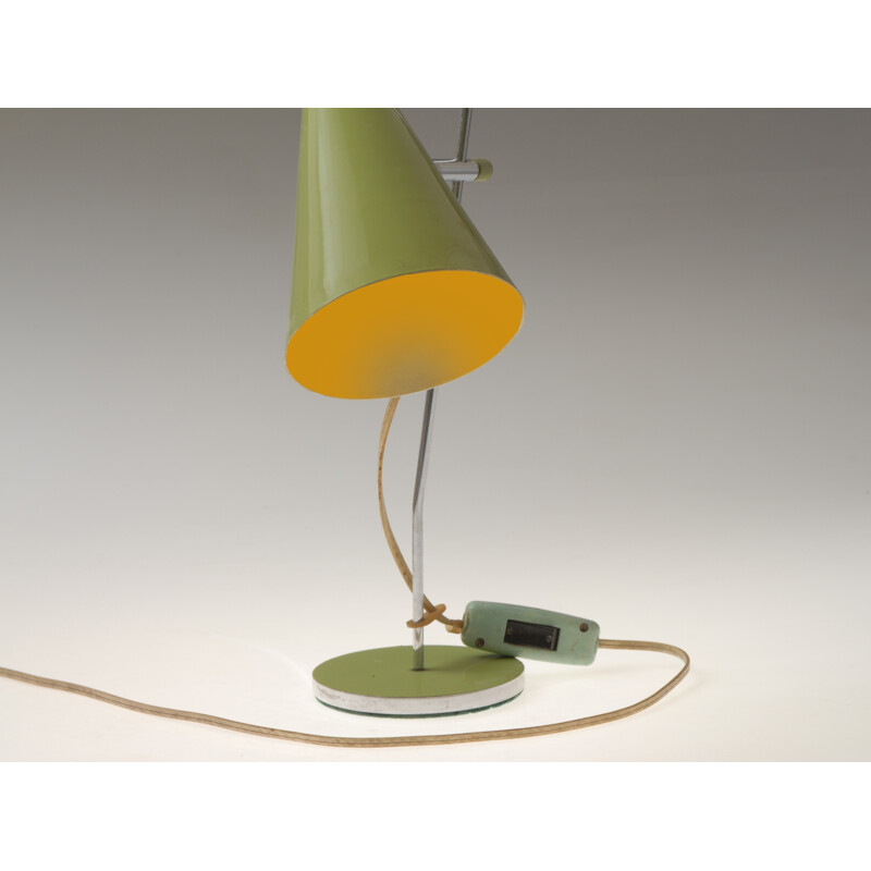 Lampe de table verte olive Lidokov en métal, Josef HURKA - 1960