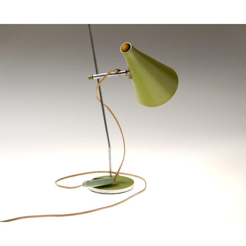 Olive green Lidokov table lamp in metal, Josef HURKA - 1960s