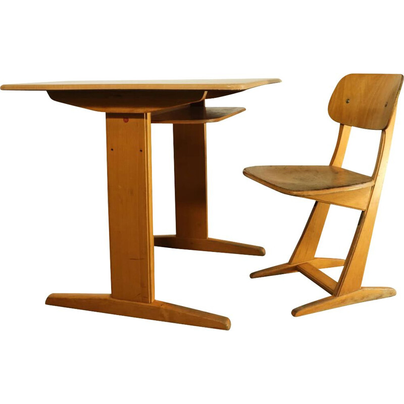 Vintage School desk with Casala chair, Germany 1960s