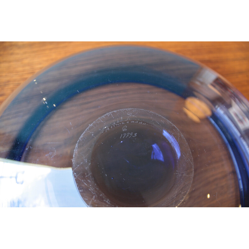 Large mid-century Holmegaard bowl in blue glass, Per LÜTKEN - 1950s