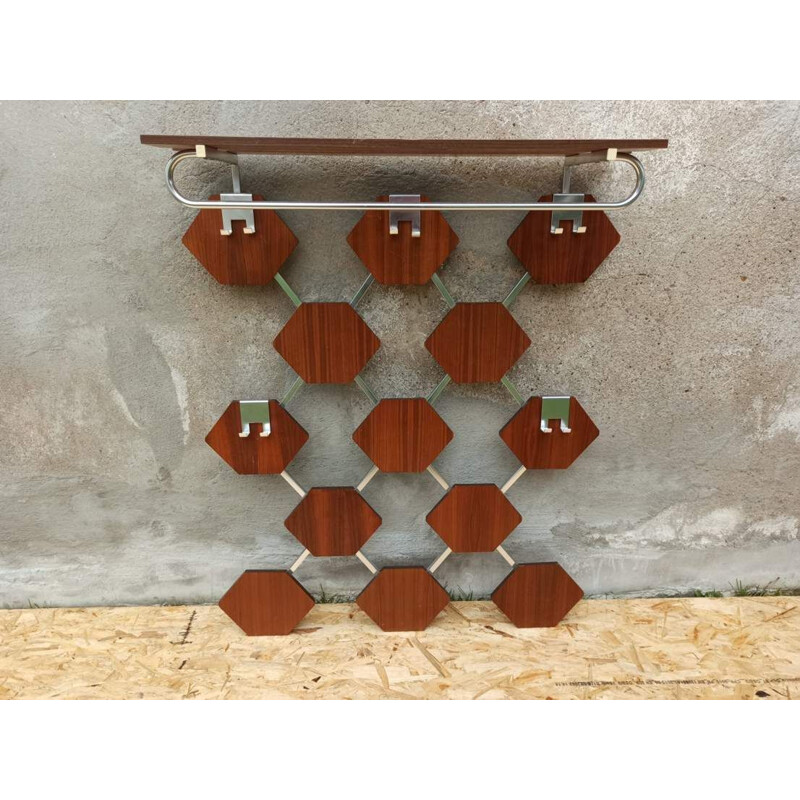 Vintage Aluminum & Rosewood Rack Honeycombs 1970s