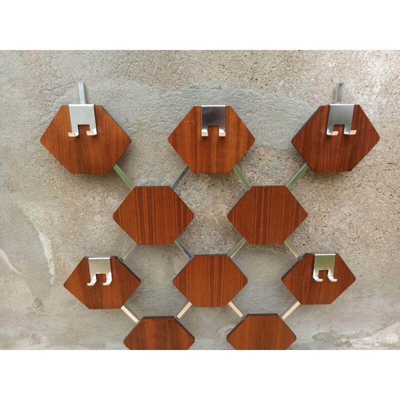 Vintage Aluminum & Rosewood Rack Honeycombs 1970s