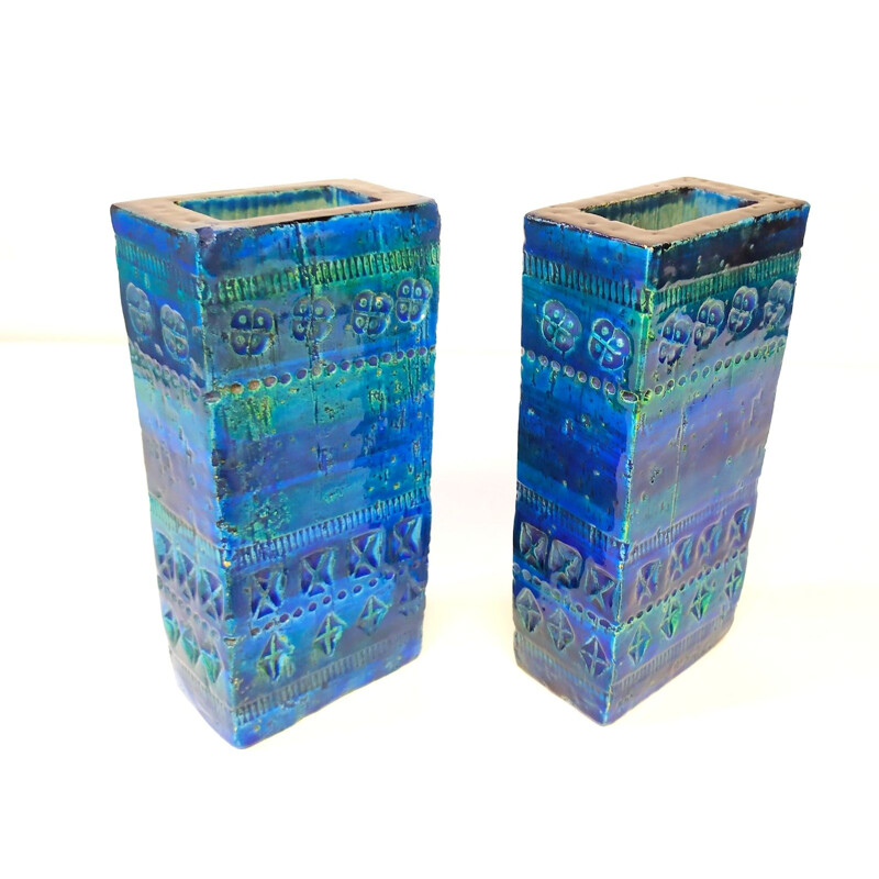 Pair of vintage ceramic vases Bitossi Aldo Londi, Italy 1960