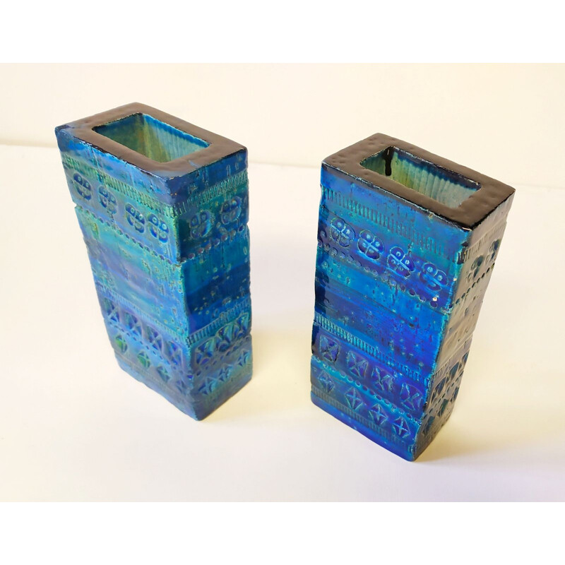 Pair of vintage ceramic vases Bitossi Aldo Londi, Italy 1960